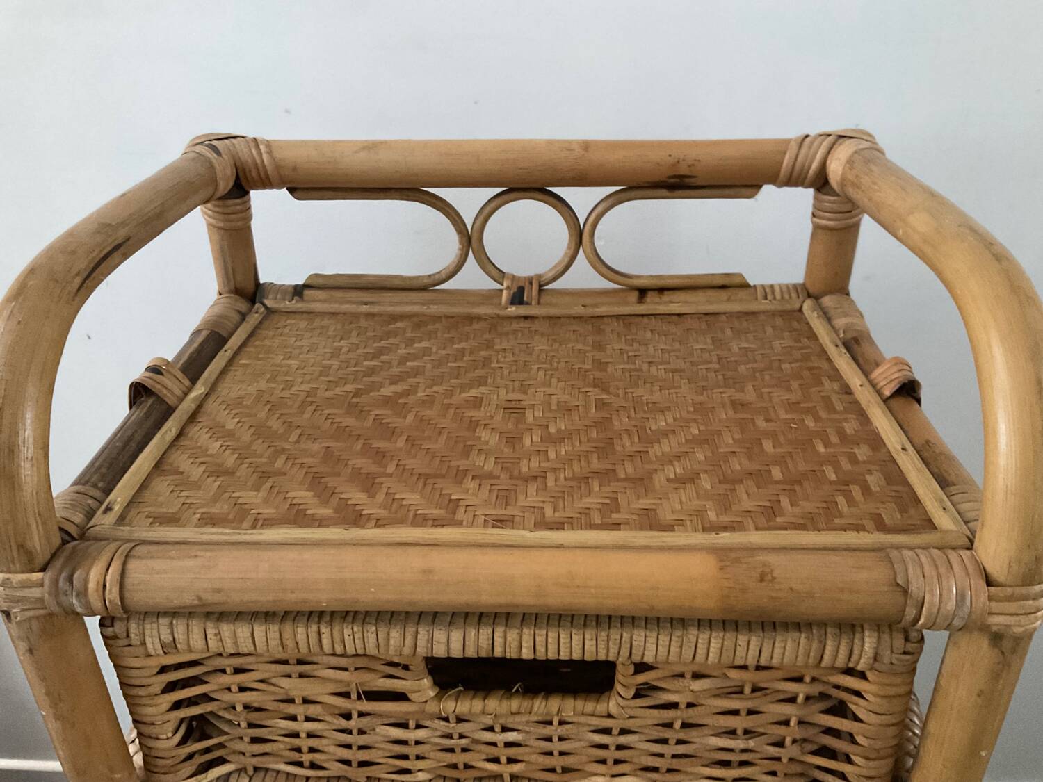 Vintage rattan chiffonier from the 70s