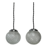 Set of 2 old vintage round pendant lights