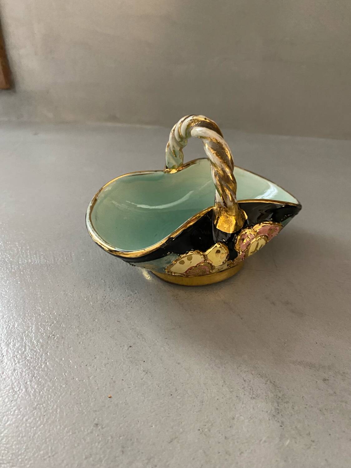 Small ceramic vase pot from Vallauris vintage blue flower