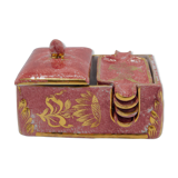 Italian guests ashtray in rose and gilding earthenware