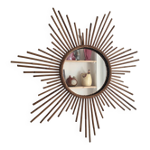 Vintage XL rattan sun mirror
