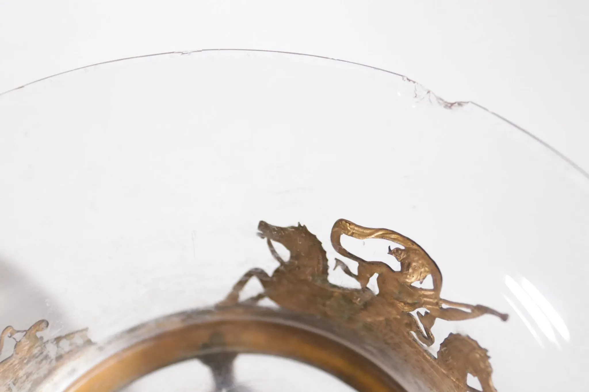 Empire tazza in fire-gilt bronze, marble and glass – France, early 19th c.