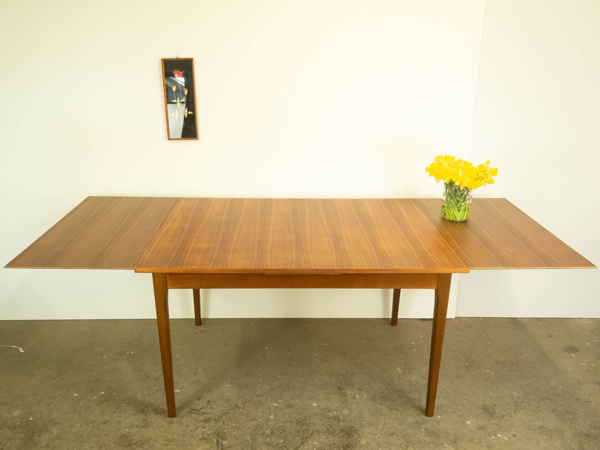 Extendable dining table by Lübke, walnut, beech, vintage from the 60s