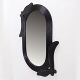 Large Vivai del Sud wall mirror in black lacquered bamboo - 1970s