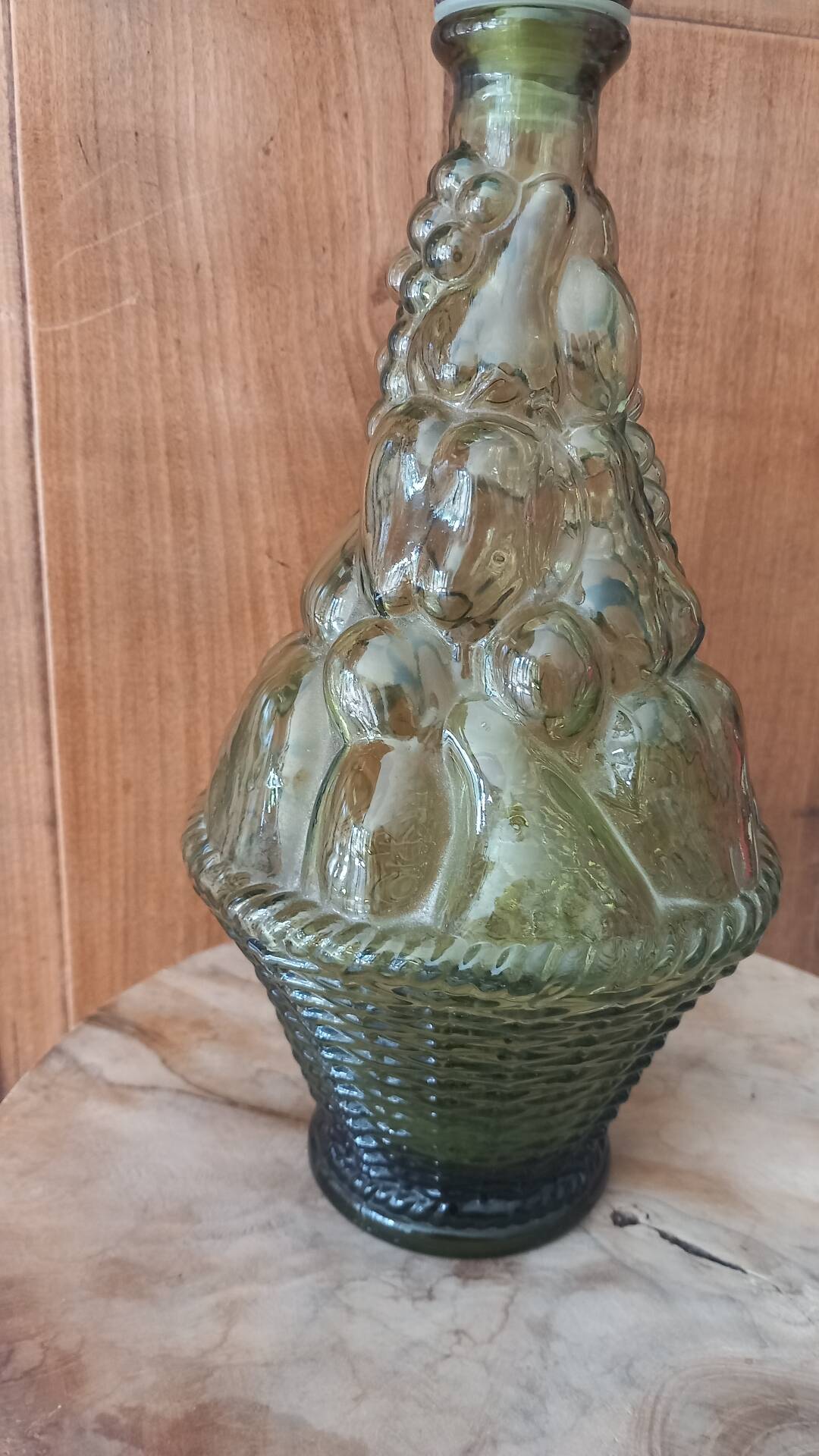 Italian carafe genius glass bottle from Empoli 60s 70s.