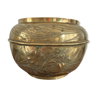 Pot cover copper brass art nouveau