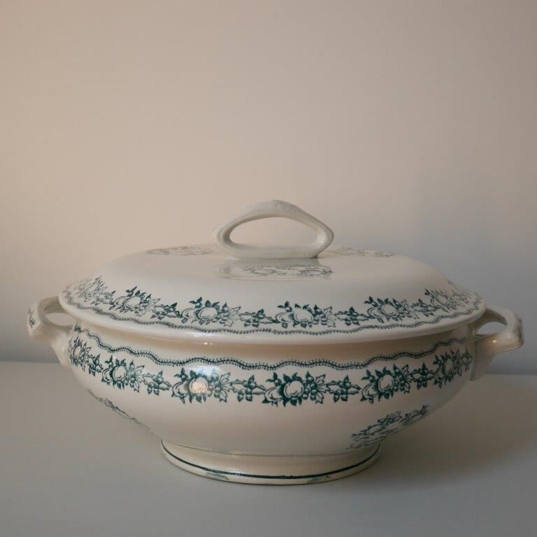 Soup bowl Saint Amand, green pattern - model 4025