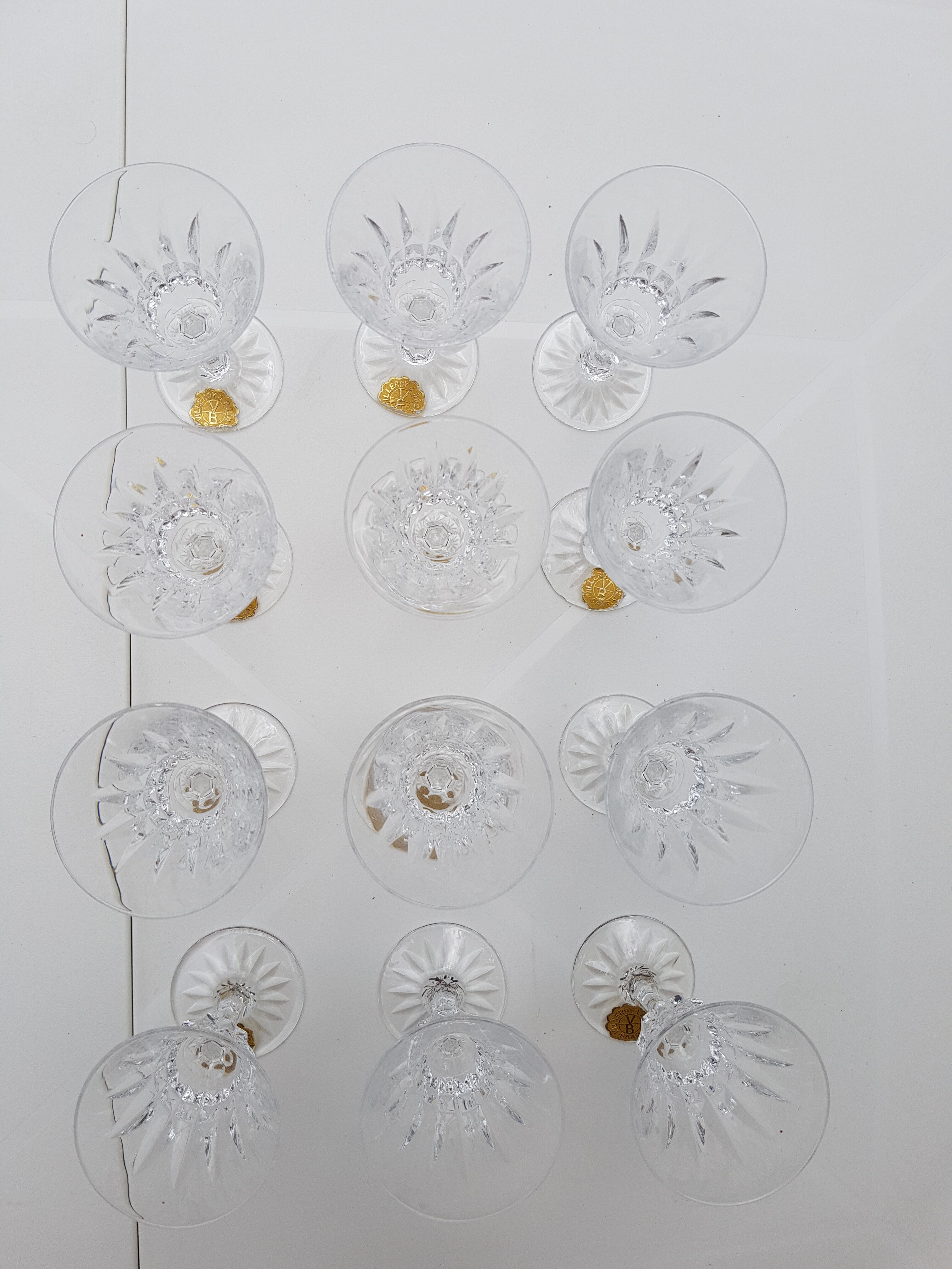 Lots of 12 glasses at Liqueur V-B Saar 1930s