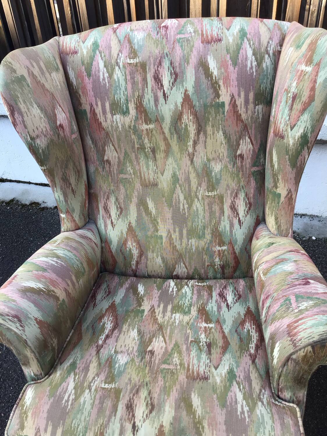 Old pair of Knoll Parker fabric armchairs