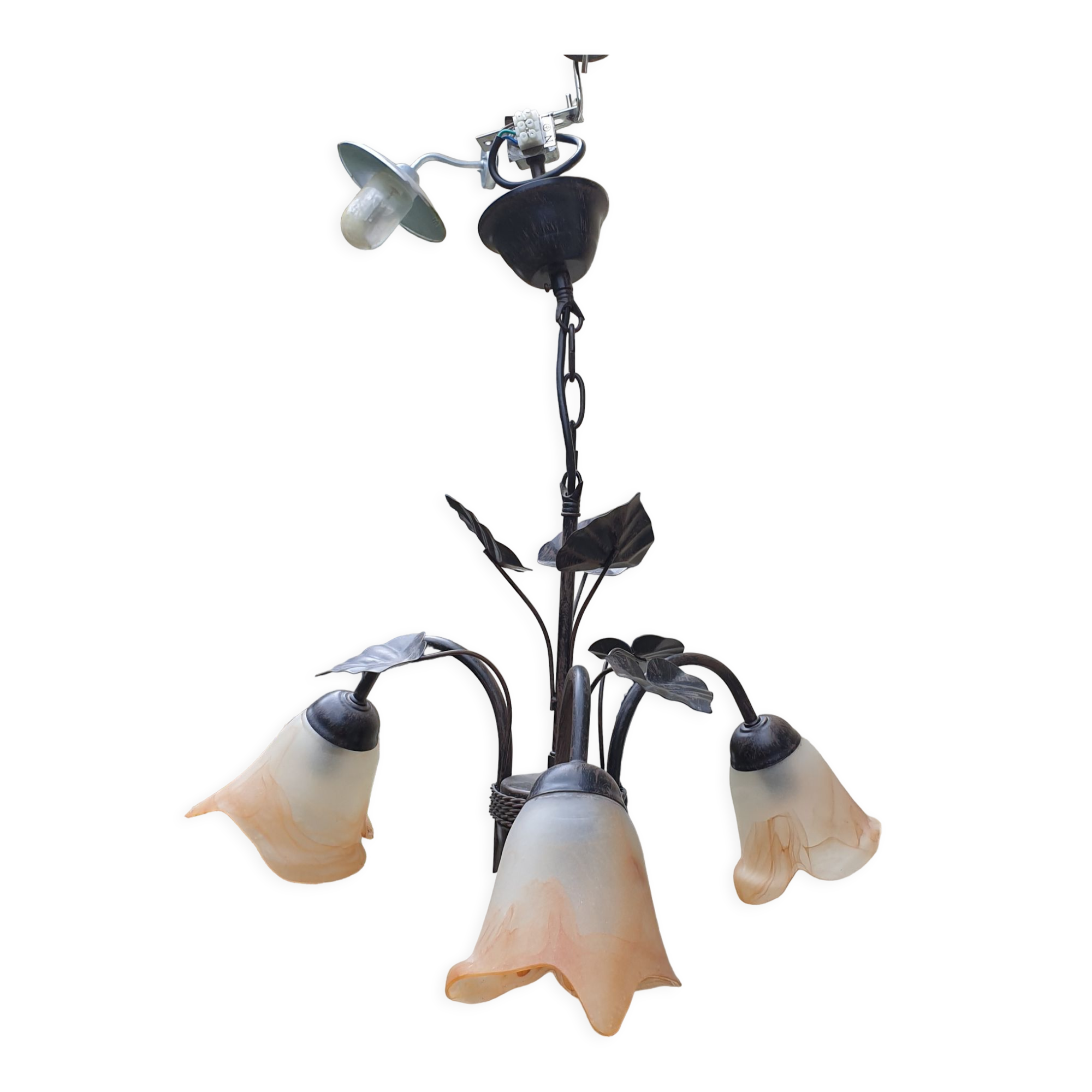 3-spoke glass paste chandelier