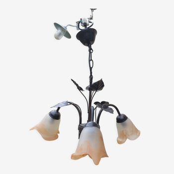 3-spoke glass paste chandelier