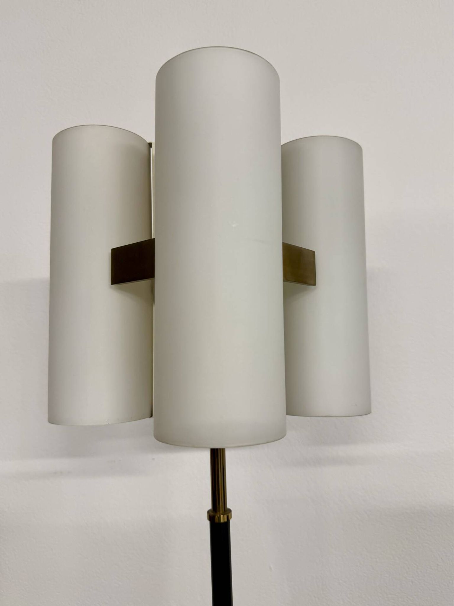 Vintage 1960s Arlus France brass four-light lamp post.