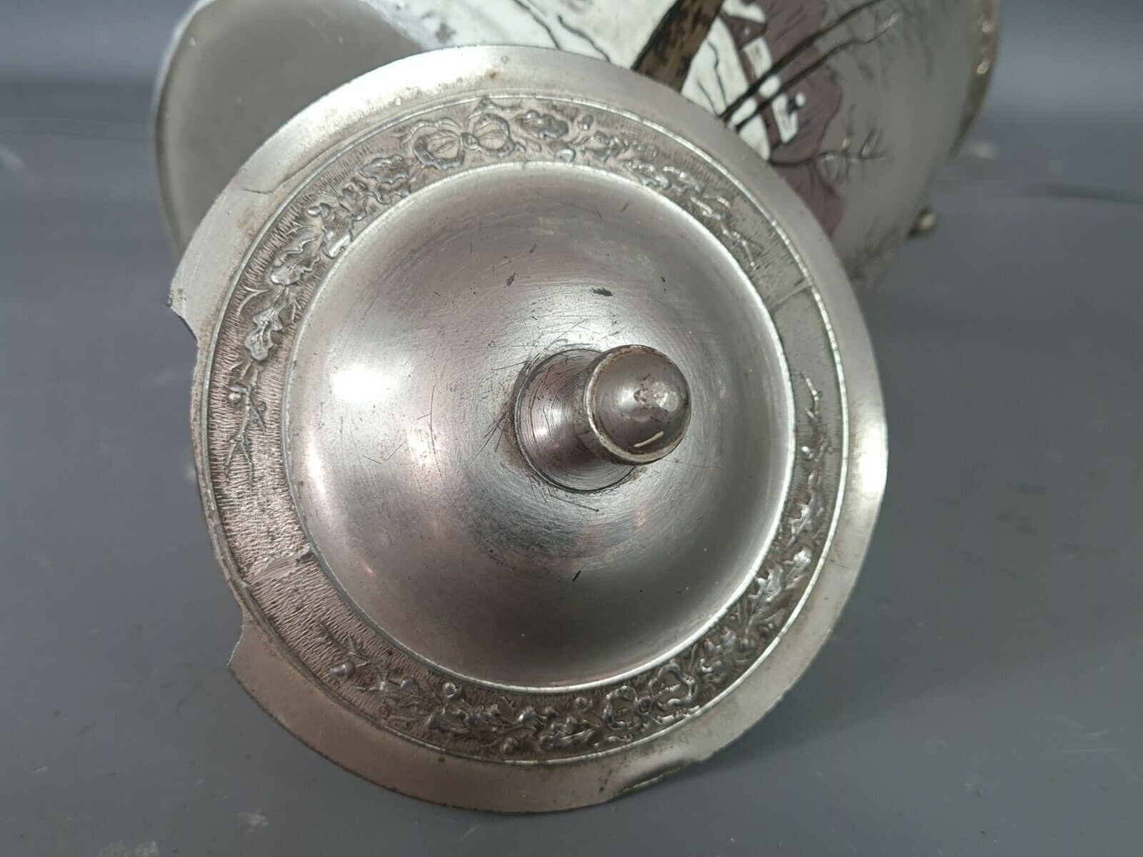 Former glazed glass biscuit maker decoration Vosges landscape of Legras, around 1900. SB