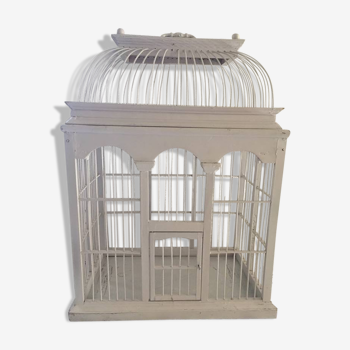 Cage à oiseaux de décoration en bois et fer.