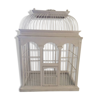 Wood and iron bird cage.