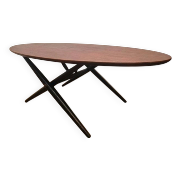 Table basse design scandinave vintage, modèle "Ovalette" p