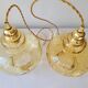 Duo of amber glass pendant lights