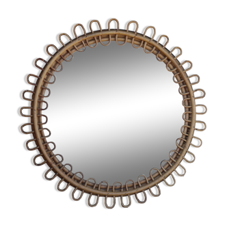 Round rattan mirror attributed to Franco Albini 1950