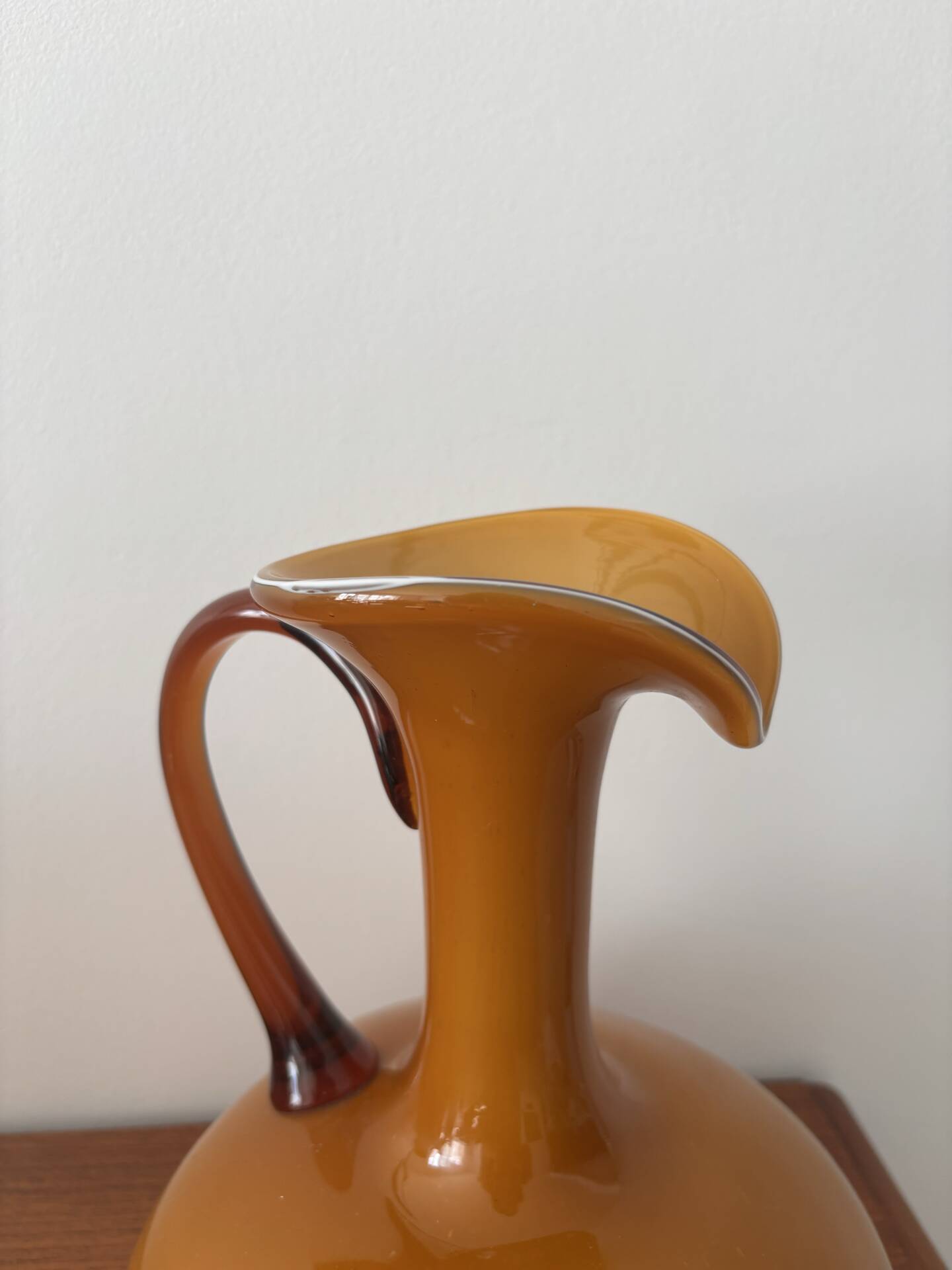 Vintage amber glass Empoli vase pitcher Italy