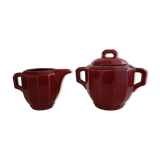 Iron clay sugar bowl and milk jug Lunéville