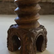Antique French wooden plant stand with carved grape motifs