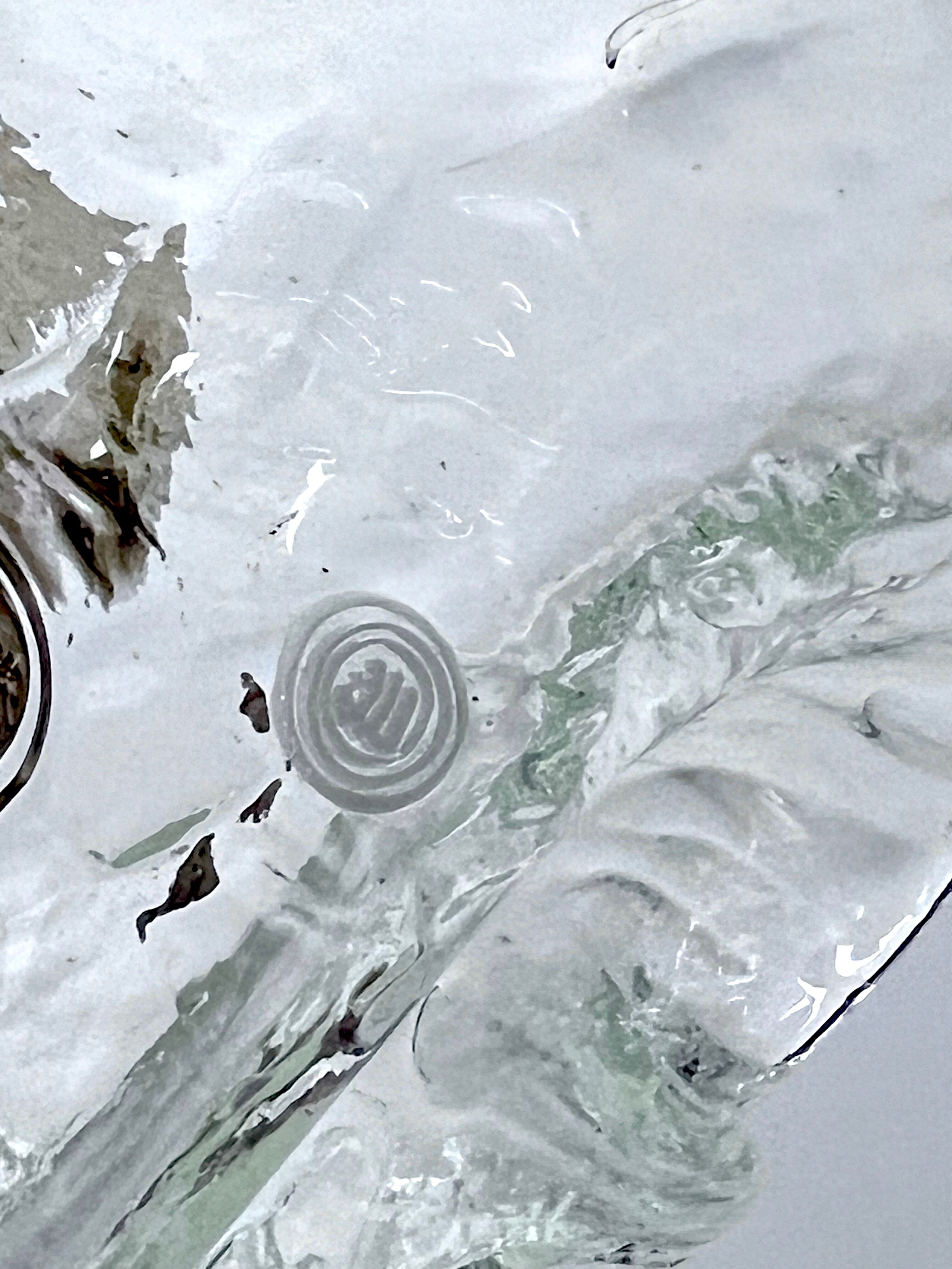 Vintage La Murrina ceiling lamp in clear Murano glass and brass. Italy 1980s