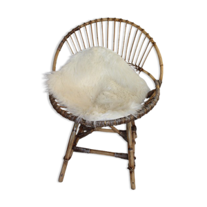 Fauteuil coquille enfant rotin