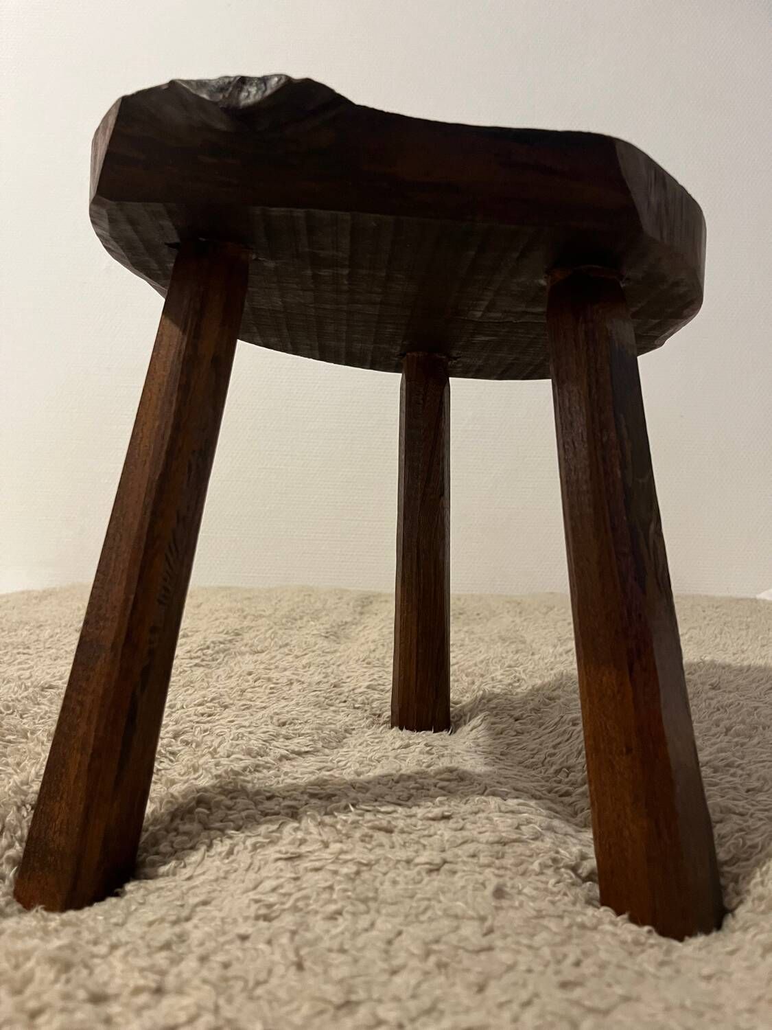 Brutalist wooden bedside table or occasional piece of furniture