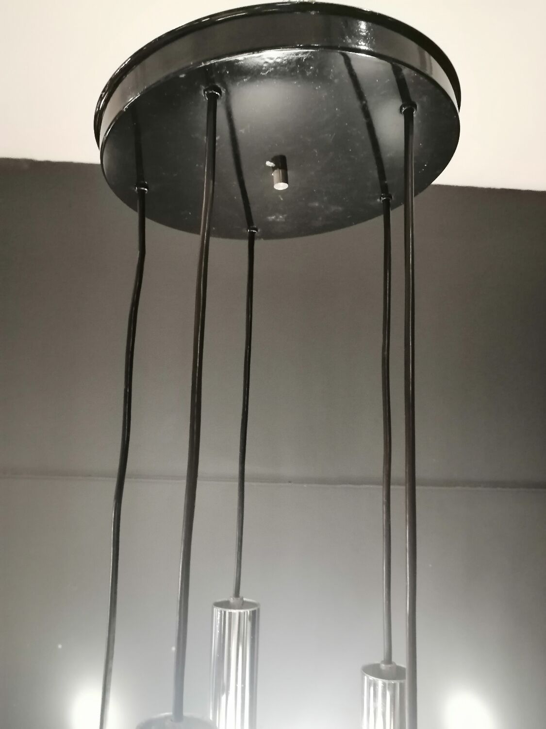 Glass and chrome chandelier by Massive Belgium