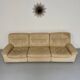 Old 3-seater beige leather sofa designed by Carl Larsson De Sede, vintage 80s