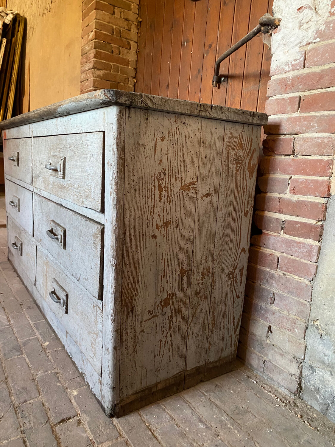 Patinated wooden workshop furniture