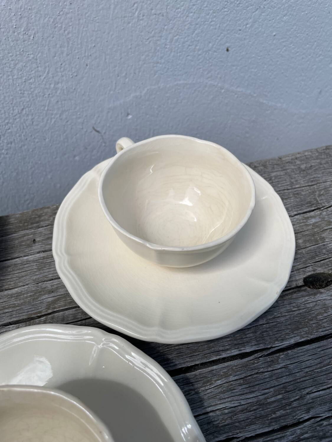 4 tasses beige Sarreguemines unies