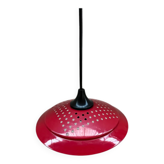 Round red metal pendant light