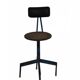 Mid-century industrial chair in metal, leather, and multicoloured wood from the 1960s.