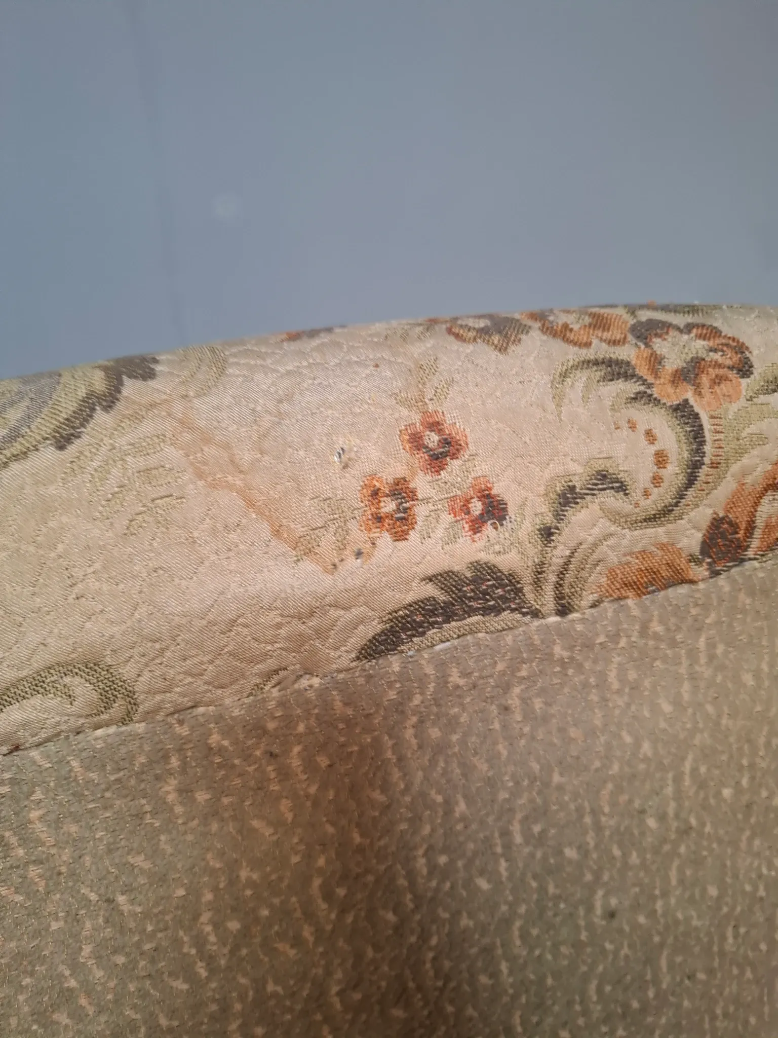 1930s Czech Art Deco Floral Upholstered Wingback Armchair
