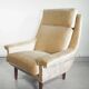Beige velvet armchair Danish The Moderns