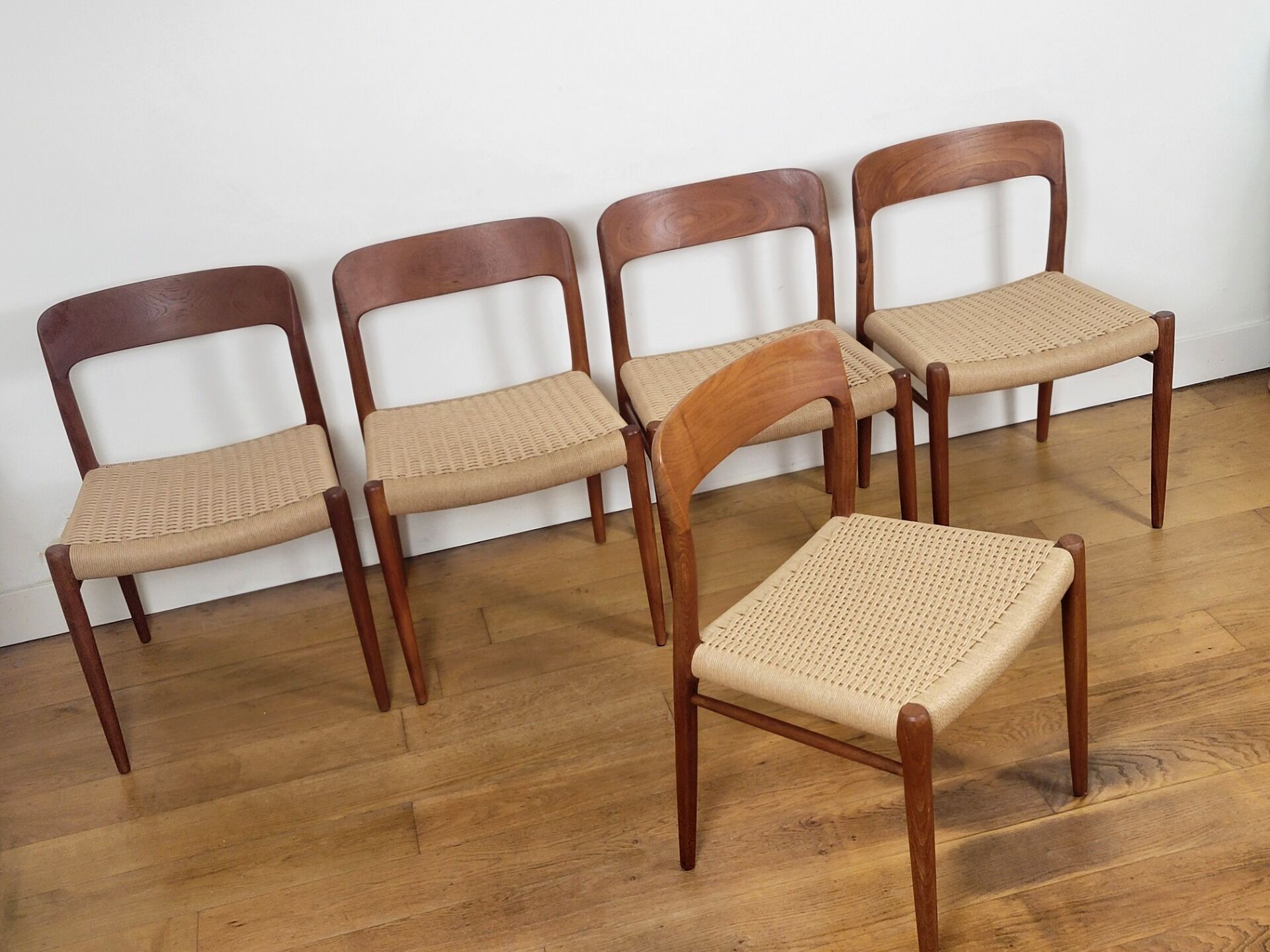 Set of 5 Niels O. Møller Model 75 dining chairs for J.L. Møllers Møbelfabrik