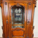 Bibliothèque style louis XV provençale de forme demi lune en merisier vers 1930