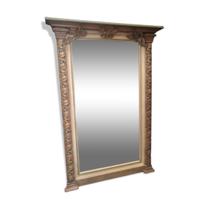 Miroir en bois et stuc - polychrome