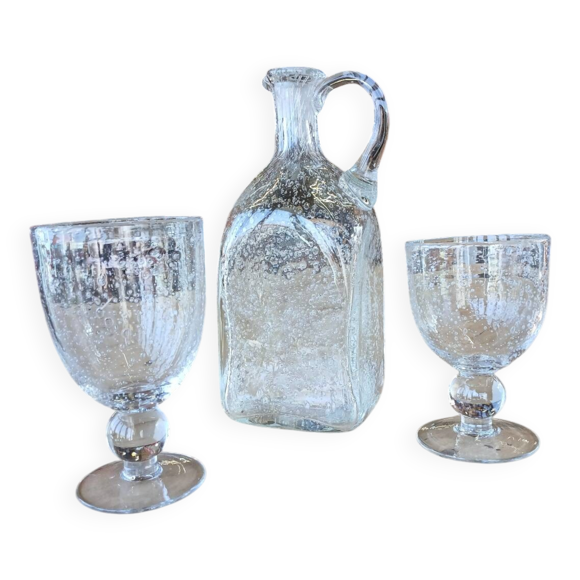 Antique blown amber bubble glass jar