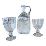 Antique blown amber bubble glass jar