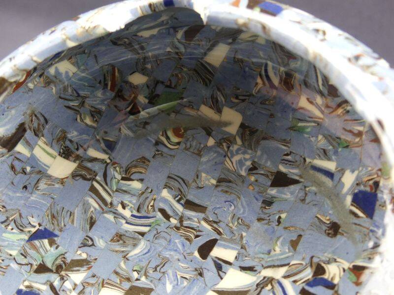 Gerbino, Vallauris, blue ashtray in mosaic earth