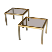 Pair of gold metal side tables