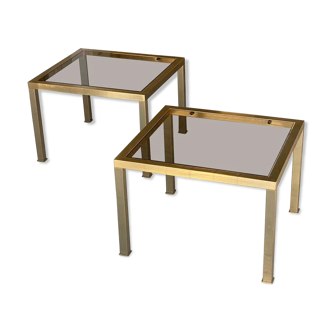 Paire de tables d'appoint en métal doré