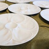 Set of 6 white porcelain oyster plates from Pillivuyt