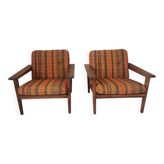 Pair of 1960s walnut armchairs
