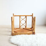 Vintage square rattan side coffee table
