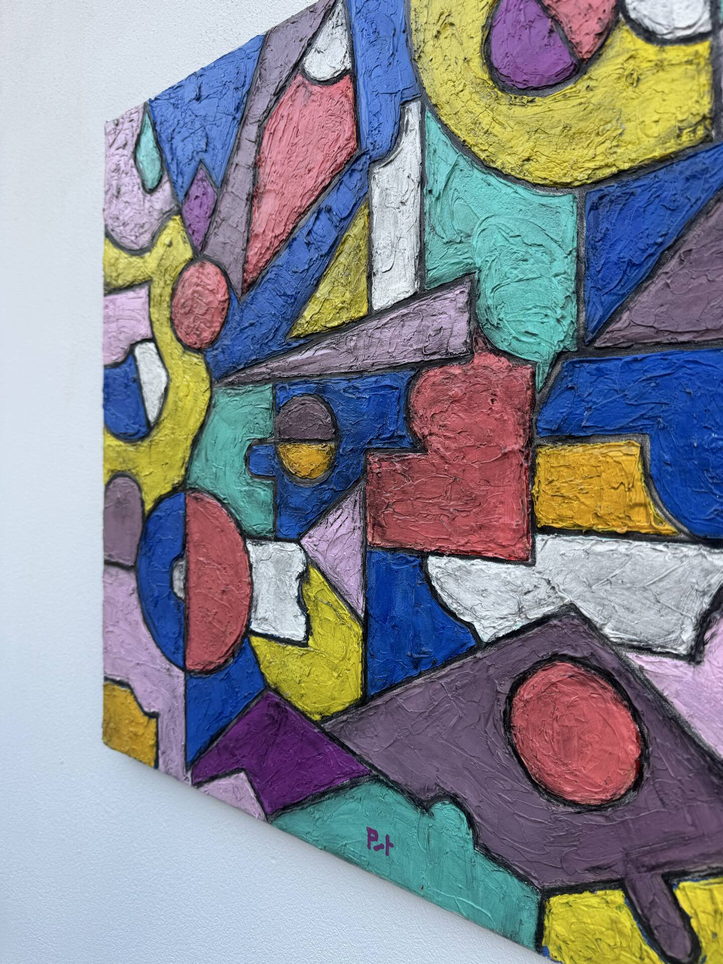 Abstract geometric coloured painting