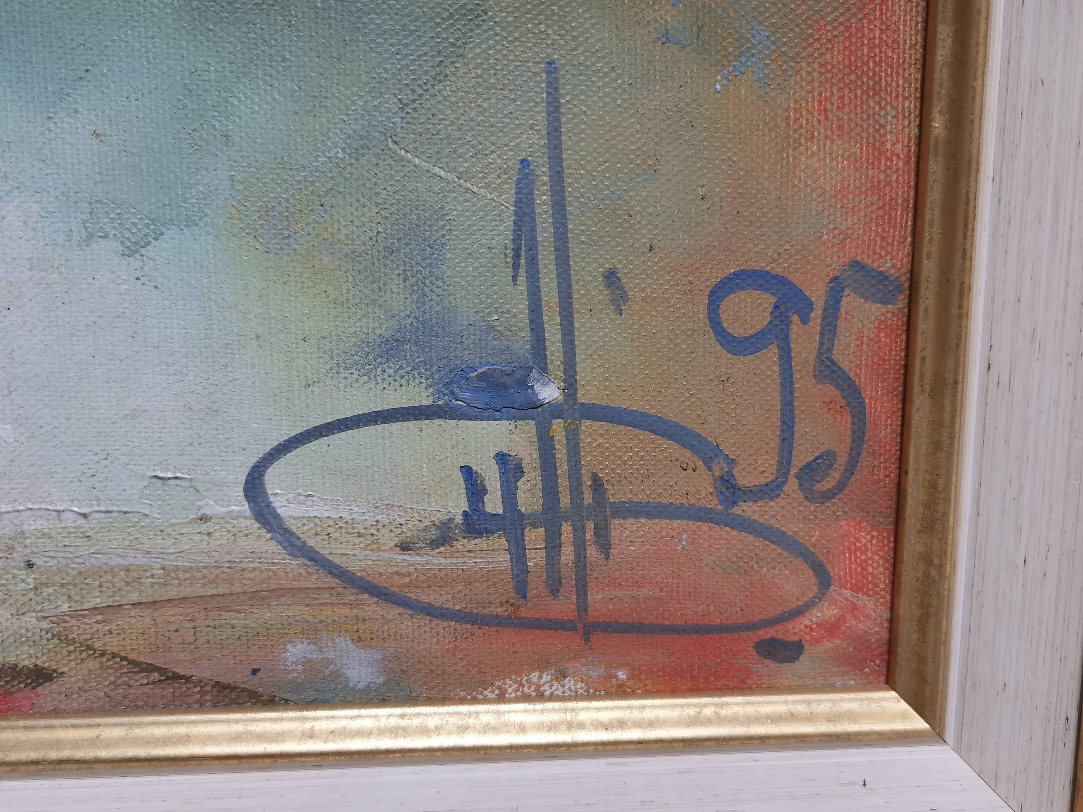 Painting / oil on canvas bouquet of flowers golden frame