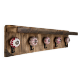 Wall-mounted spice rack wood with hooks – Tea towel & utensil holder – Et